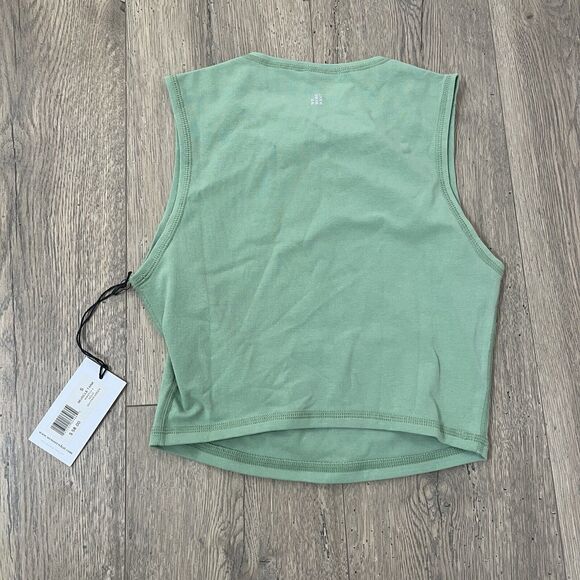 WeWoreWhat Cropped Muscle Tank Fair Green Sleeveless Workout Top Women’s Small - Picture 4 of 6